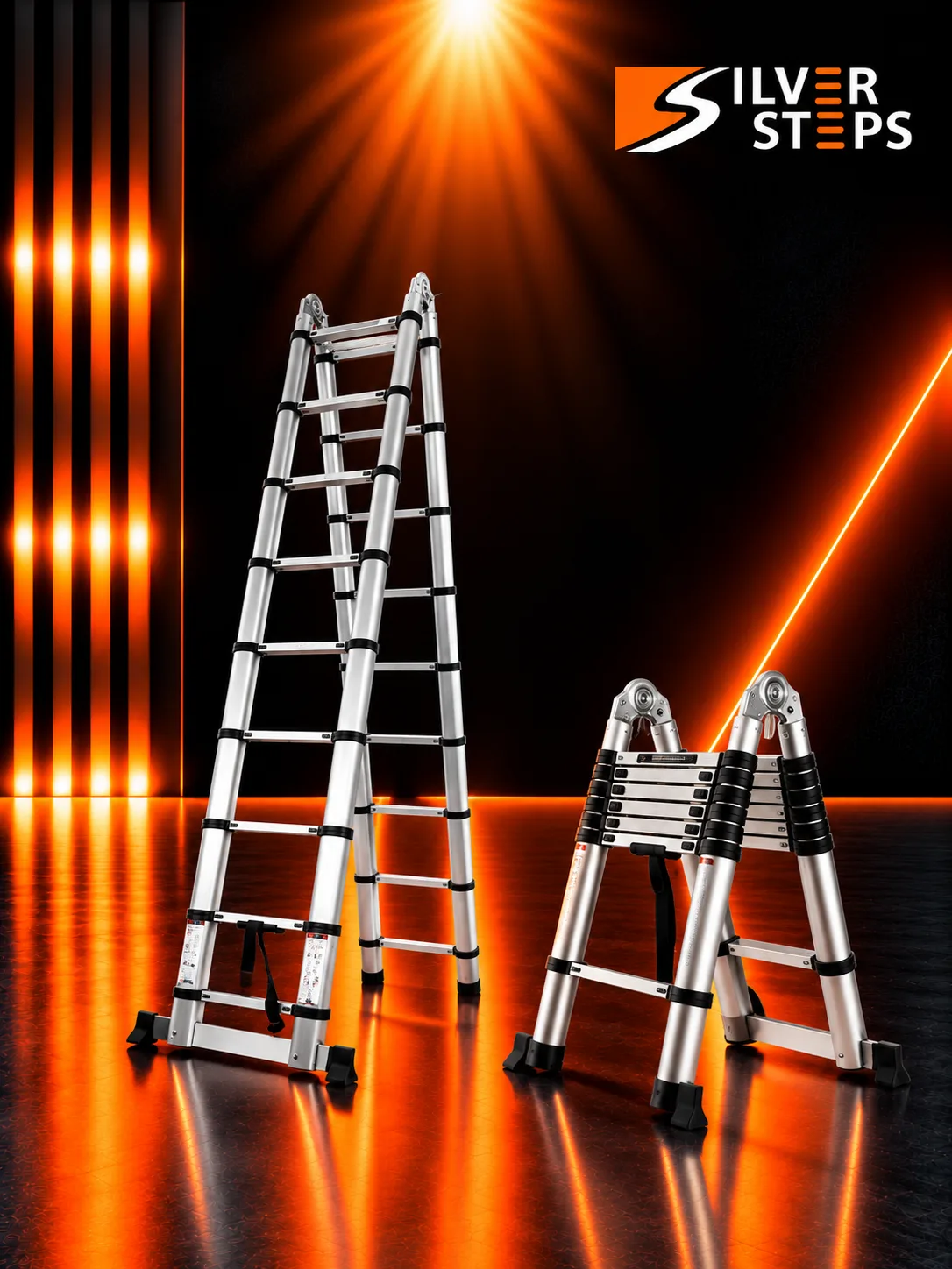Silver Steps Dual Telescopic Ladder - aluminium telescopic ladder