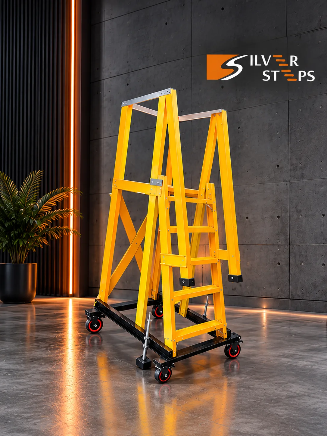 Silver Steps FRP Trolley Step Ladder - FRP trolley step ladder